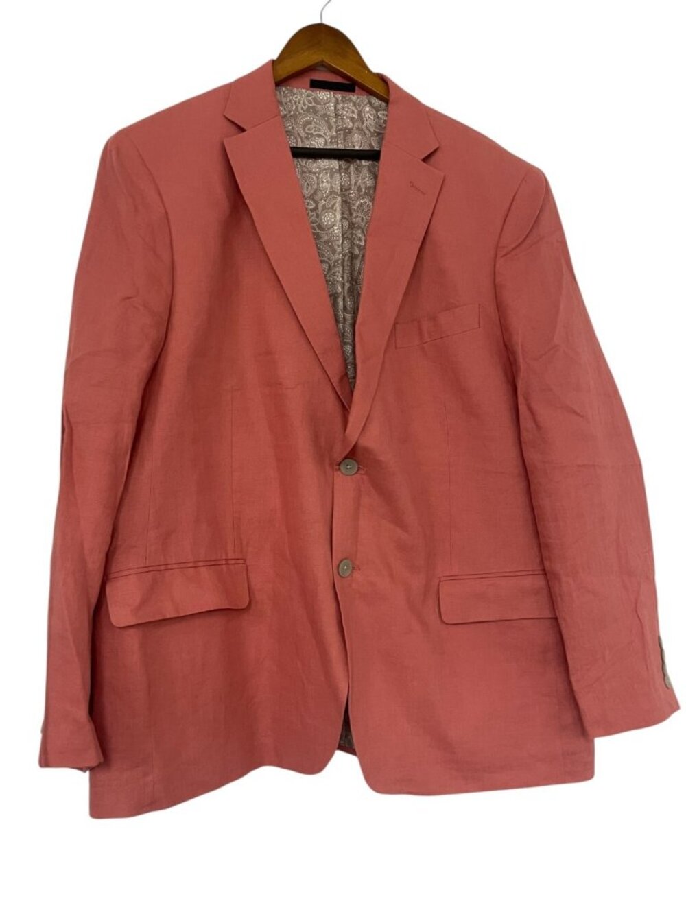 Lauren Ralph Lauren Mens Blazer Sport Coat Rose Pink 100% Linen Paisley 46R